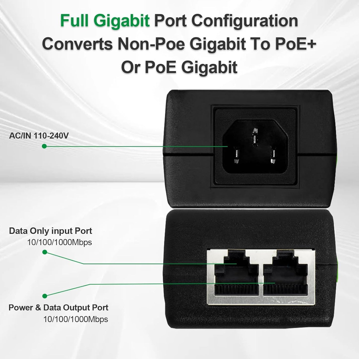 Premium Universal PoE+ Network Power Injector