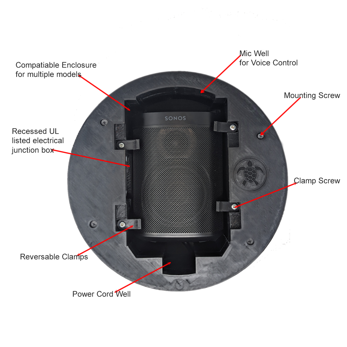 SpkrShell Architectural CW1-DS In-Ceiling Enclosure for Sonos & Denon