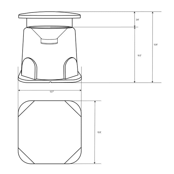 Technical drawing of a outdoor speaker 360