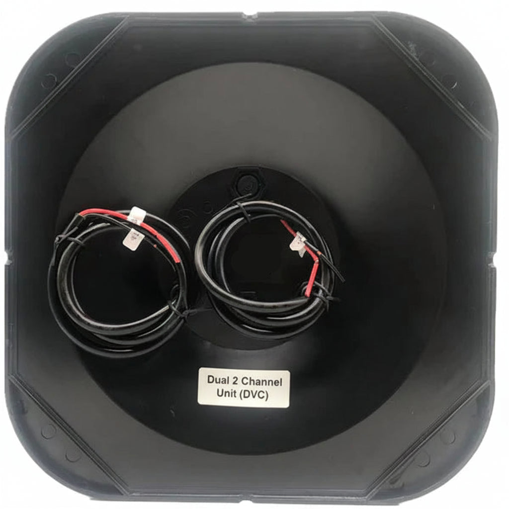 Outdoor speaker showing bottom and wiring