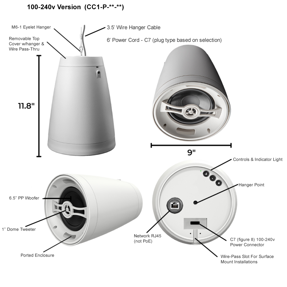 CC1-P Active Pendant Speaker | Sonos Built-in