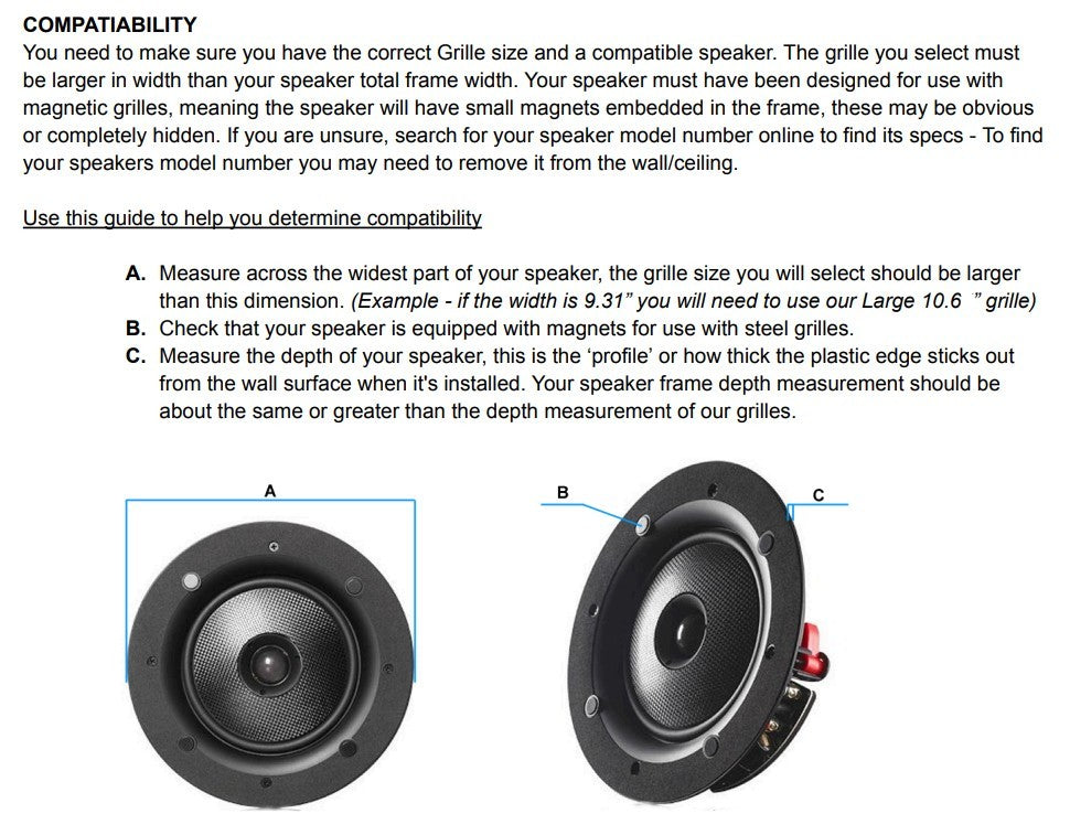 Premium Universal Replacement Bezeless Steel Speaker Grilles
