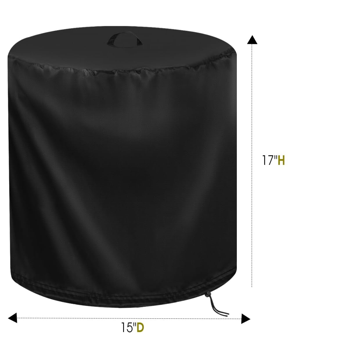 Terrapin SpkrShell Garden CVR Universal Outdoor Speaker Cover in black, featuring a cylindrical shape with a top handle, measuring 17 inches high and 15 inches in diameter for protective coverage.
